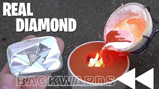 Casting REAL Diamond Youtube Play Button- BrainfooTV Backwards (REVERSED)