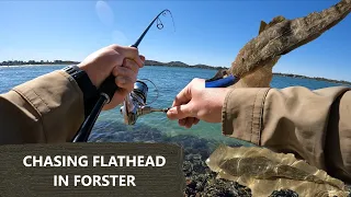 Lure fishing for flathead in Forster