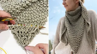 How To Knit An Easy Triangle Scarf For Beginners