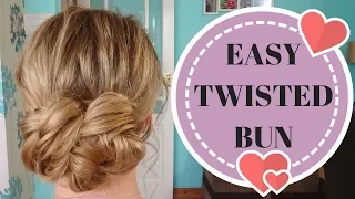 How to do a simple low twisted bun hairstyle - easy 10 minute updo