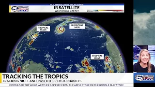 Nigel starts to weaken, tracking two other disturbances - Sept 20 AM Tropical Update