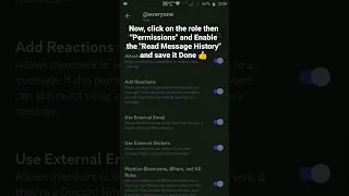 How to Enable Read Message History permission in a role in Discord Mobile #roduz #discord #howto