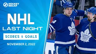 NHL Last Night: All 16 Goals and Scores on November 2, 2022