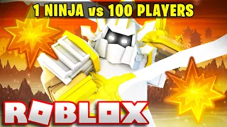 1 NINJA vs 100 PLAYERS... (Roblox Bedwars)