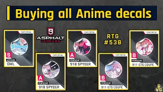 Asphalt 9 | Buying all Anime decals | RTG #538