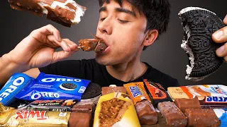 ASMR CANDY ICE CREAM BARS (OREO, TWIX, SNICKERS, MARS, TOBLERONE, BOUNTY, KINDER) CRUNCHY CHOCOLATE