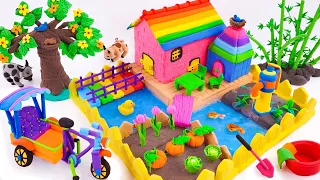 DIY How to make polymer clay miniature house, water well, kitchen set, tree, tractor | Village house