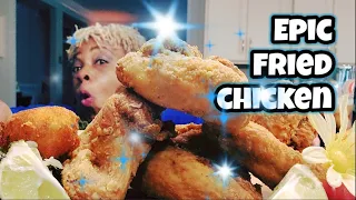 Have Dinner With Me | Fried Chicken Wings, Mashed Potato Balls & Fried Broccoli |  💣 Dinner!