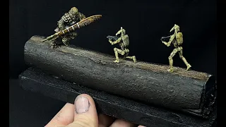 I made a Wookiee fighting B1 Battle Droids on a Tree Branch Star Wars Diorama
