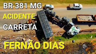 BR 381 FERNÃO DIAS ACIDENTE CARRETA COM FERRO VELHO CONTORNO DE BETIM MINAS GERAIS BRASIL..