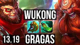 WUKONG vs GRAGAS (TOP) | 1.5M mastery, 300+ games, 9/4/12 | EUW Master | 13.19