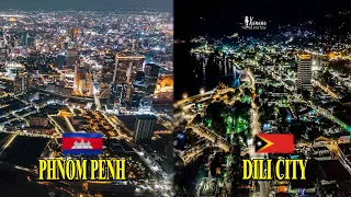 Dili🇹🇱 vs Phnom Penh🇰🇭. Night View of High-Rise Building of the 2 Cities in ASEAN 2024.