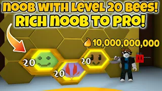 Noob With Level 20 Bees! Gets 50 Bees in 2 Hours! - (Bee Swarm Simulator)