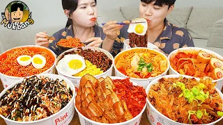 ASMR MUKBANG convenience store store, FIRE Noodle, HOT DOG, GIMBAP, Tteokbokki EATING SOUND !