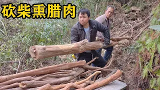 三嫂一家上山砍柴熏臘肉，還有意外收穫，一家人臉上笑開了花【農人家三嫂】