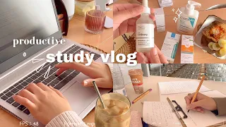 Productive Study VLOG💌 skincare unboxing🍡, healthy breakfast 🥪lots of coffee🧋notes taking🖇️