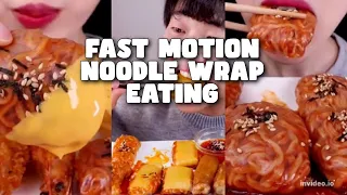 2x SPEED !! FAST MOTION SPICY FIRE NOODLE WRAP EATING | SATISFYING VIRAL EATING | GOOD FOOD ASMR