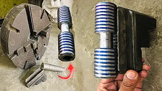 How to Make a 4 jaw Chuck Screw Through a Lathe Machine in a Unique Method | Discovery Process