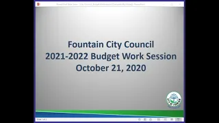 City of Fountain - City Council Budget Work Session - October 21, 2020
