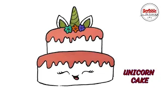 How to draw Unicorn Cake Easy|| Drawing and colouring Unicorn cake step by step