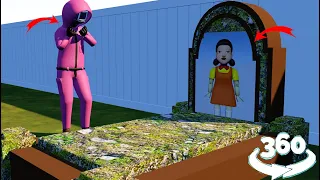 360 Video || Squid Game & Hello Neighbor Horror Animation 3D #6