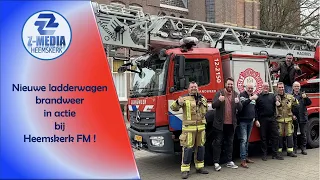 Nieuwe ladderwagen van de Heemskerkse brandweer in actie bij Heemskerk FM