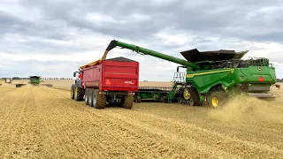 2X John Deere X9 1100 And 1X Claas Lexion 780 - High Efficiency Farming At Svenstorps Gods! (4K)