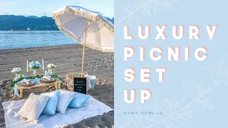 How to Set Up a Luxury Picnic | Blue-Themed Beach Picnic