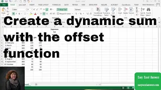 Create a dynamic sum with the offset function in Excel