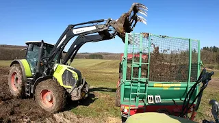 Miststreuen mit Claas Arion 550, Arion 420 & Farmtech Superfex 700