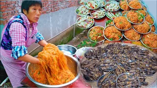 800 people country feast spicy Chinese food for huge village celebration