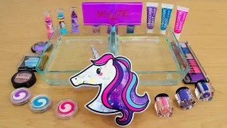 Unicorn - Mixing Makeup Eyeshadow Into Slime! Special Series 144 Satisfying Slime Video