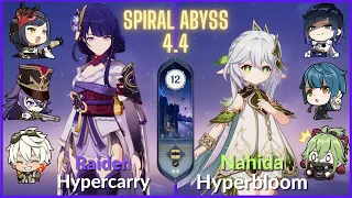 C0 Raiden Hypercarry & C2 Nahida Hyperbloom - 4.4 Spyral Abyss 12 Stars Clear Genshin Impact