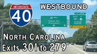 Interstate 40 North Carolina (Exits 301 to 279) Westbound