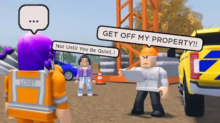 Crazy Lady Won't Leave His Property.. Boyfriend Cop Comes To The Rescue.. (Roblox RP)