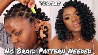 No Cornrow Crochet Braids Rubber Band Method | Short 4c Hair | Toyotress | Dilias Empire.