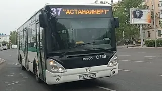 Поездка на автобусе Irisbus Citelis 12M|37 маршрут|643 AX 01|город Астана