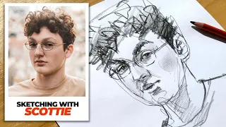 Sketching a man with glasses - QUICK SKETCH IN REAL TIME
