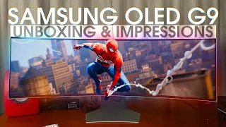 Samsung G9 OLED Unboxing | Mount Install | Menu Setup | Spider-Man Gameplay Sneakpeak