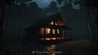 Goodbye Insomnia With Heavy RAIN Sound | Rain Sounds On Old Cabin In Foggy Forest At Night