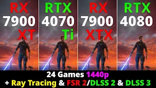 RX 7900 XT vs RTX 4070 Ti vs RX 7900 XTX vs RTX 4080 - 24 Games 1440p + Ray Tracing + FSR & DLSS