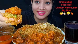 Eating Chicken Egg Fried Rice, Chicken Manchurian | Big Bites | Food Eating Show Mukbang