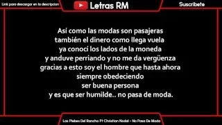 [Letra] Los Plebes del Rancho ft Christian Nodal - No Pasa De Moda