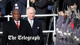 King Charles welcomes South African president for first state visit as monarch