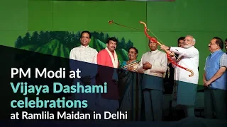PM Modi at Vijaya Dashami celebrations at Ramlila Maidan in Delhi