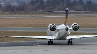 Lufthansa Cityline CRJ-900 takeoff at Graz Airport | D-ACKB