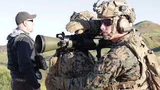 U.S. Marines fire the M3E1 MAAWS 'Carl Gustaf' Anti-Armor Weapon