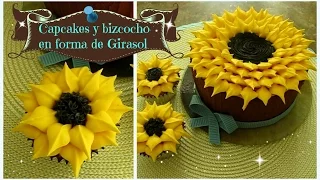 🌻 Como decorar cupcakes y bizcocho (pastel) en forma de girasol 🌻