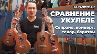 Укулеле - сравнение / сопрано, концерт, тенор, баритон | SKIFMUSIC.RU