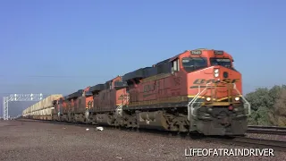 CRAZY FAST 70MPH BNSF "Z" TRAIN WITH  5 GEVO's JUST SCREAMING!!